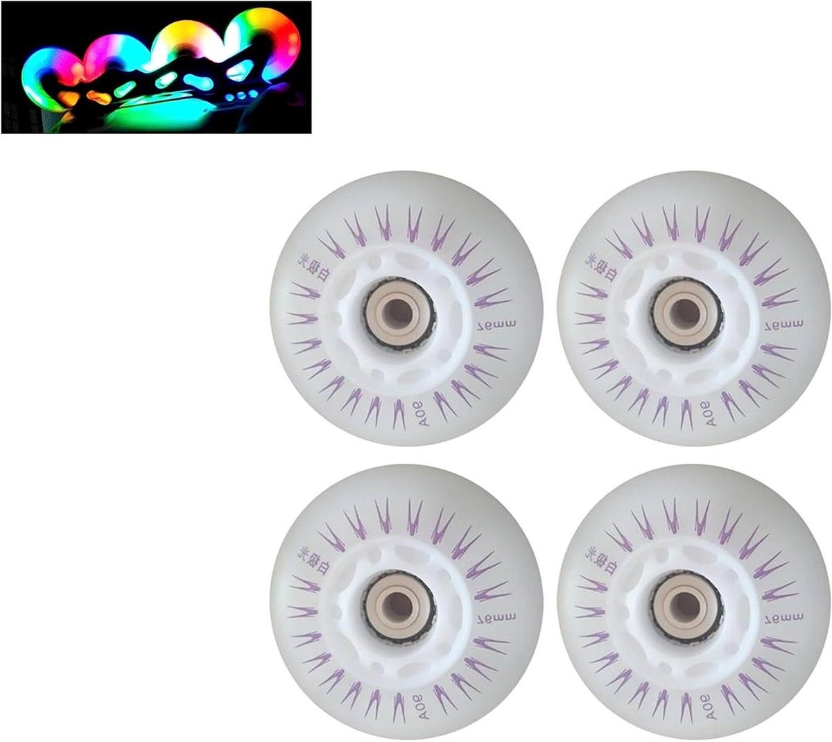 Rolschaats Wielen LED Wielen Skates Skaten in Donker Zelfoplichtend 80 mm