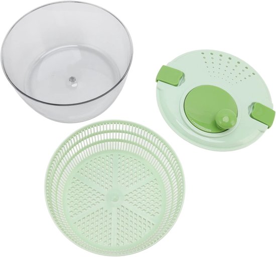 Slacentrifuge Groentedroger - Handmatige Salade Wasmachine - Groenten Drogen - Spatwaterdicht Deksel - 4L Capaciteit - Groen — afbeelding 3