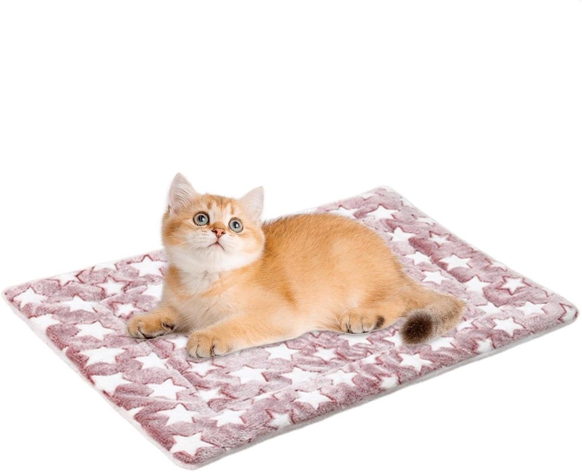 Zelfverwarmend Kattenbed - Dierenkussen Warm - Rust en Comfort - Zonder Stopcontacten - 28 x 17 cm - Roze en Wit