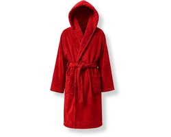 Chaleur Amsterdam Badjas met Capuchon L/XL – Zachte Fleece Ochtendjas – Warme Luxe Badjas – Met Ceintuur en Zakken – Rood