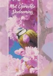 Wenskaart met een blauw vogeltje in roze bloesems en de tekst 'Met Oprechte Deelneming'.