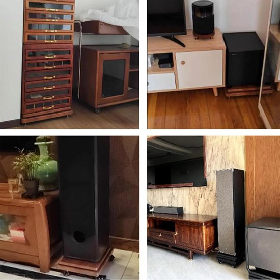 Subwoofer Isolatie Stand - Speaker Platform - Verbeteren Geluidskwaliteit - Koperen Spike Voeten - 30 x 35 cm - Houtkleur — afbeelding 4
