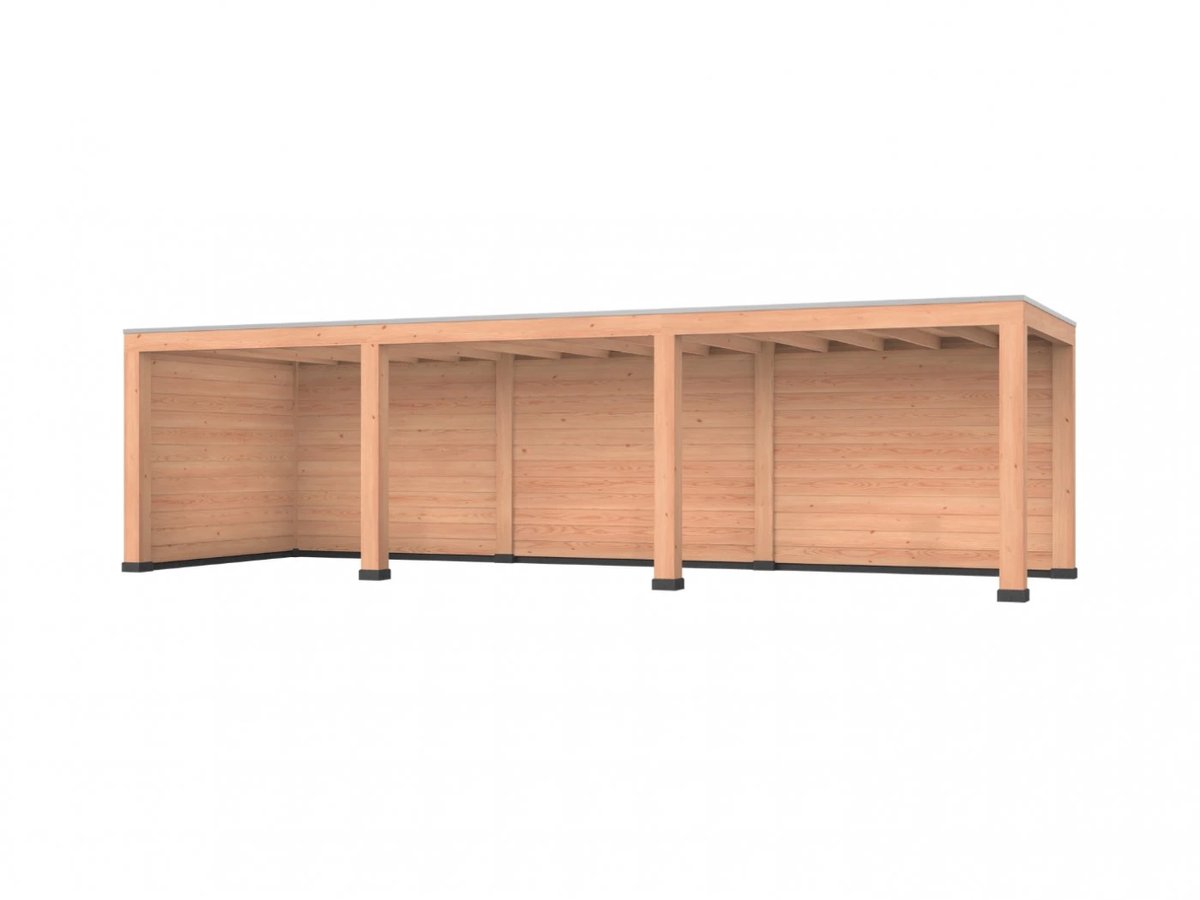 Douglas overkapping, 900 x 300, met achterwand en zijwand, Westwood Modern Basic