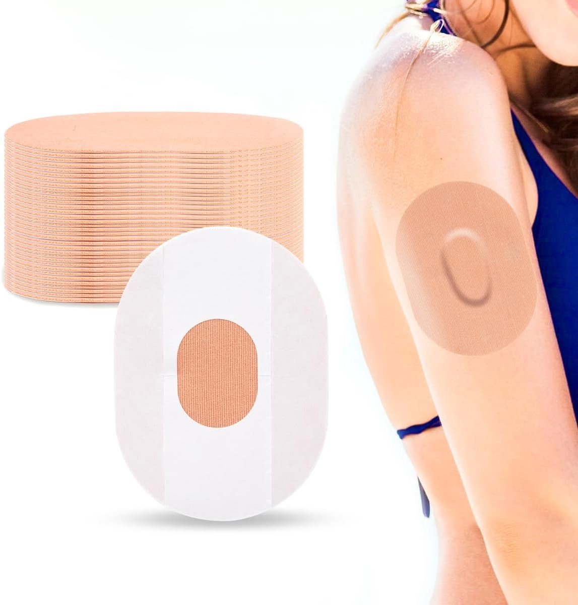 Waterdichte Plakband voor Dexcom G6 - 40 Stuks Zelfklevende Overplak voor 10 Dagen Bescherming, Bruin, Ideaal voor Diabetes en Glucosemonitoring