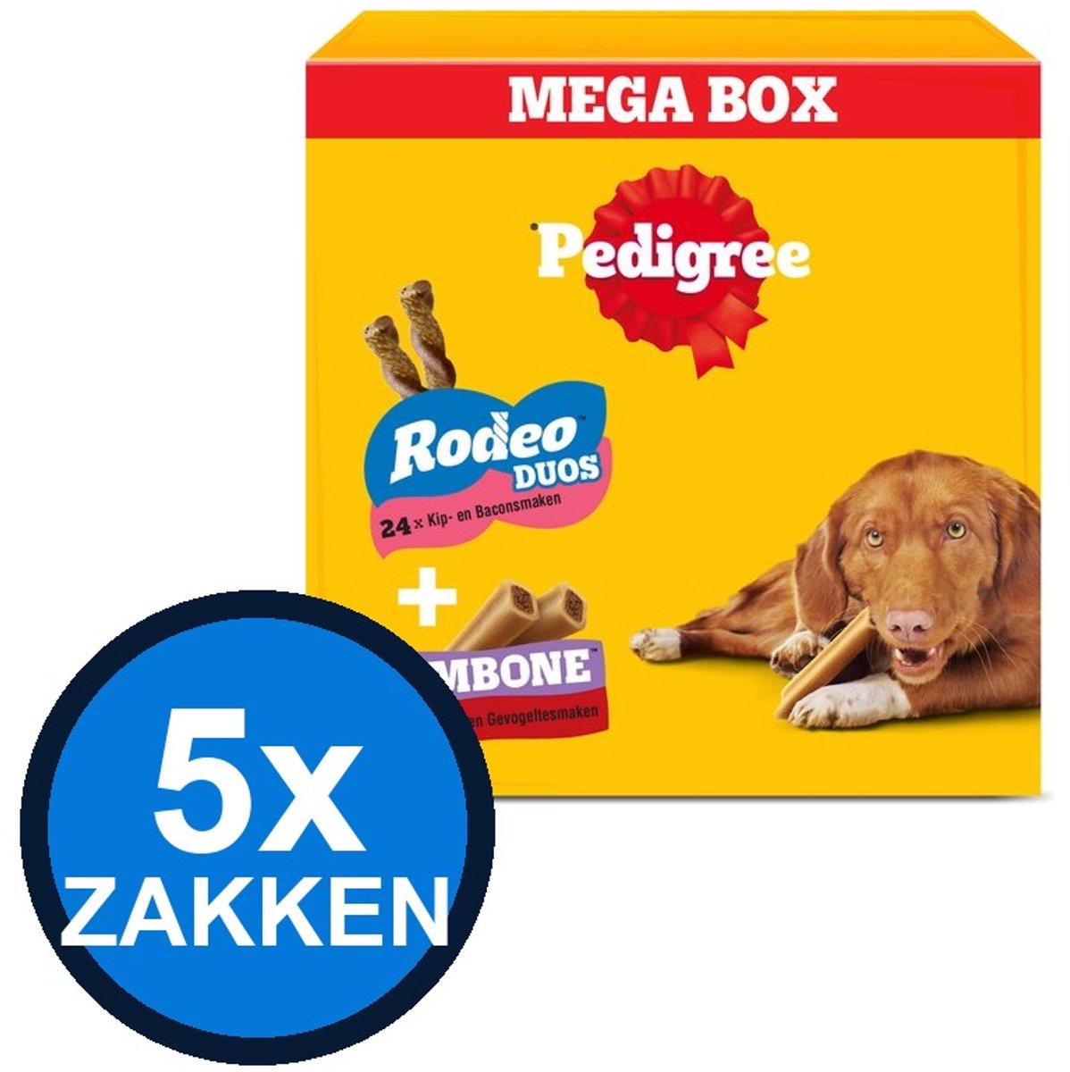 5x Pedigree - Rodeo Jumbone Megabox - Hondenvoer Snacks - 780 g