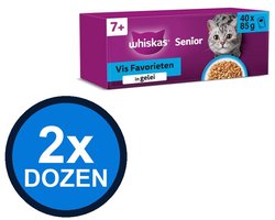 2x Whiskas - 7+ Pouch Senior Gelei Vis Selectie Multipack (40x85g) - Kattenvoer Natvoer - 3.4 kg