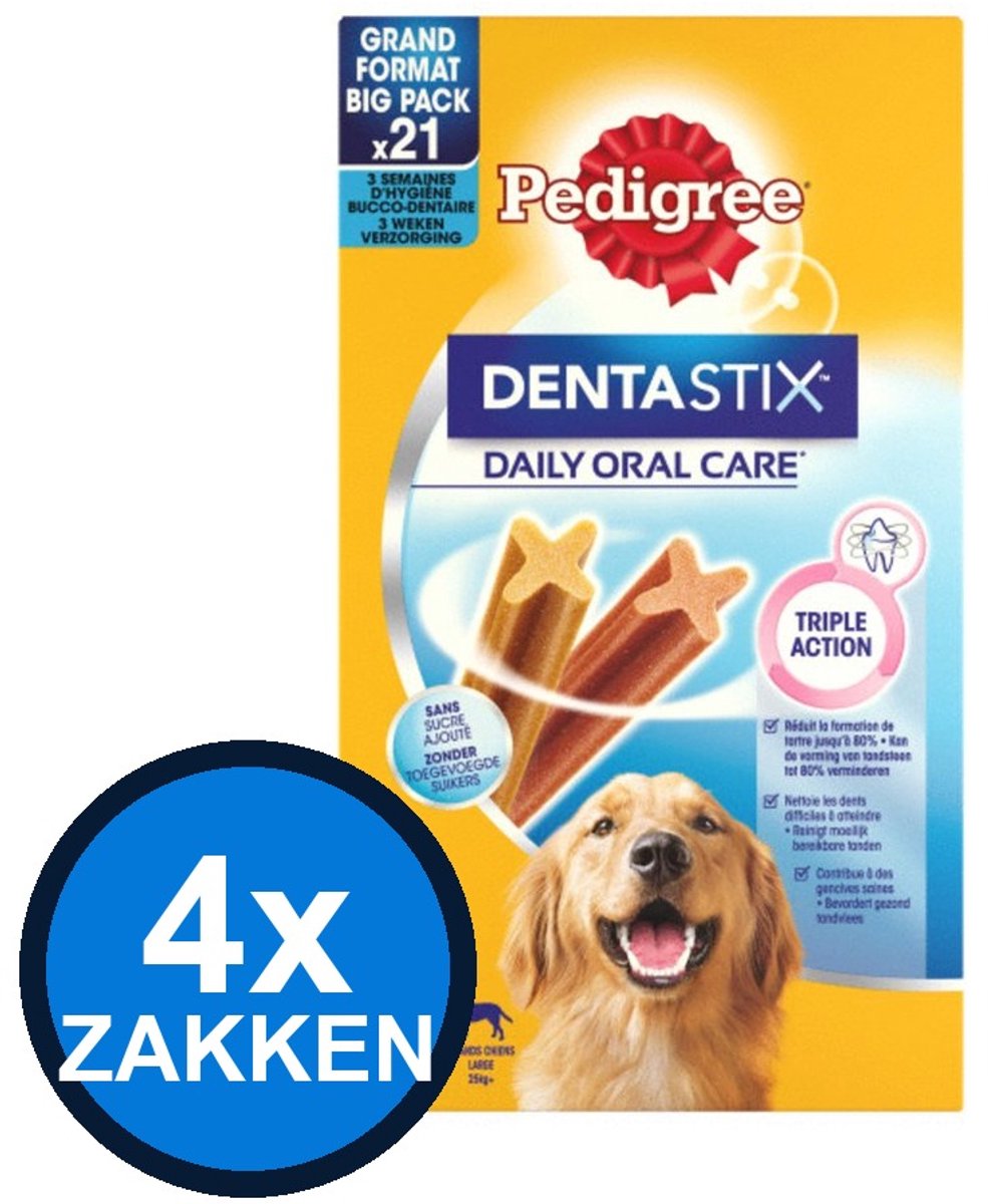 4x Pedigree - Dentastix Maxi Multipack 21-pack - Hondenvoer Snacks - 810 g