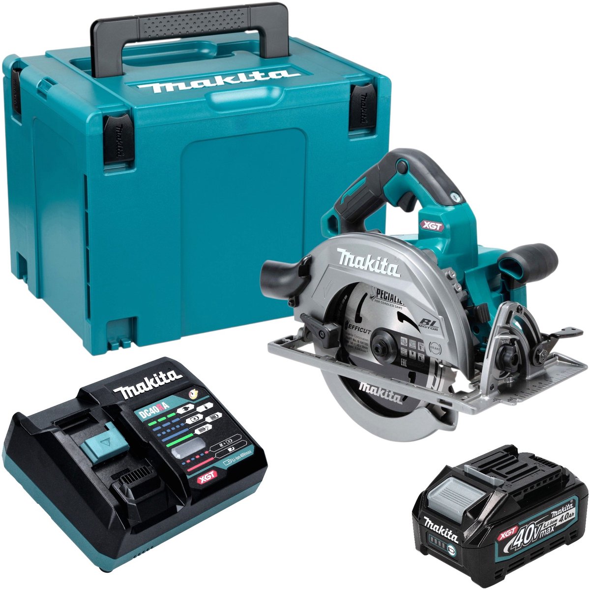Makita HS 003 GM101 accu-handcirkelzaag 40 V max. 190 mm borstelloos + 1x accu 4,0 Ah + oplader + Makpac