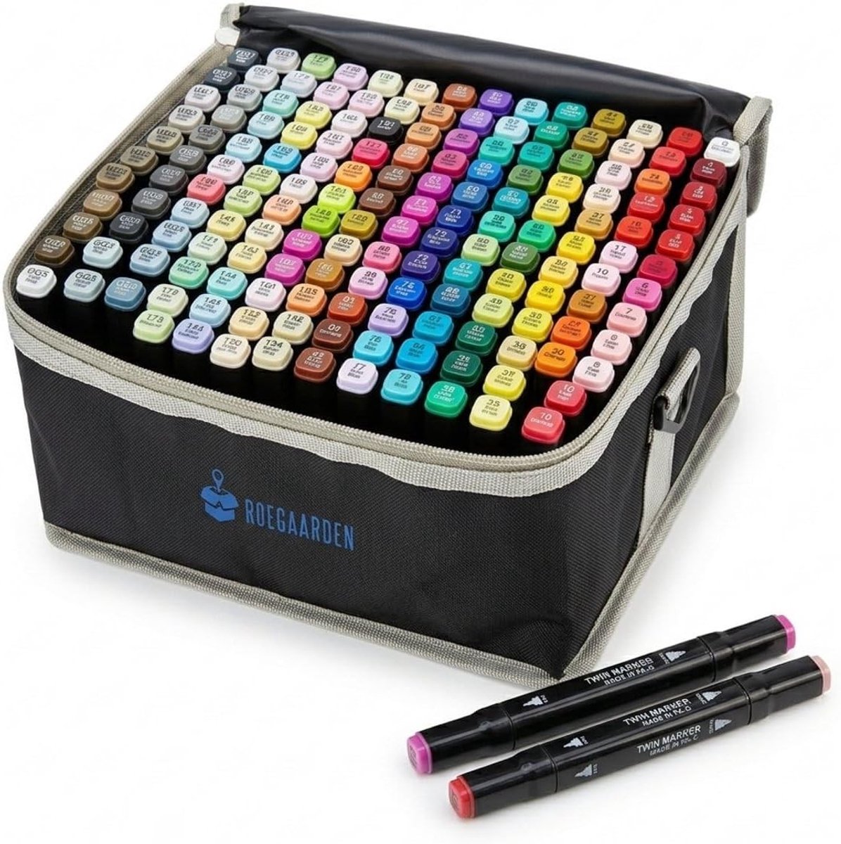 Twinmarkers Set - Meerkleurige Stiften - Dubbele Punt voor Precisie - Inclusief Opbergtas - Voor Creatieve Projecten