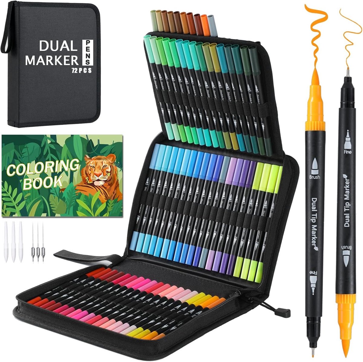 Viltstiften voor Volwassenen - 72 Kleuren - Dubbele Punt - Aquarel Effect - Voor Creatieve Hobby's