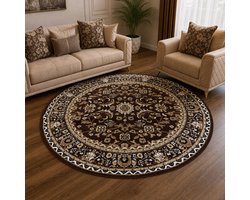 Nain Klassiek Rond Vintage Oosters Vloerkleed Bruin- 240 CM Ø