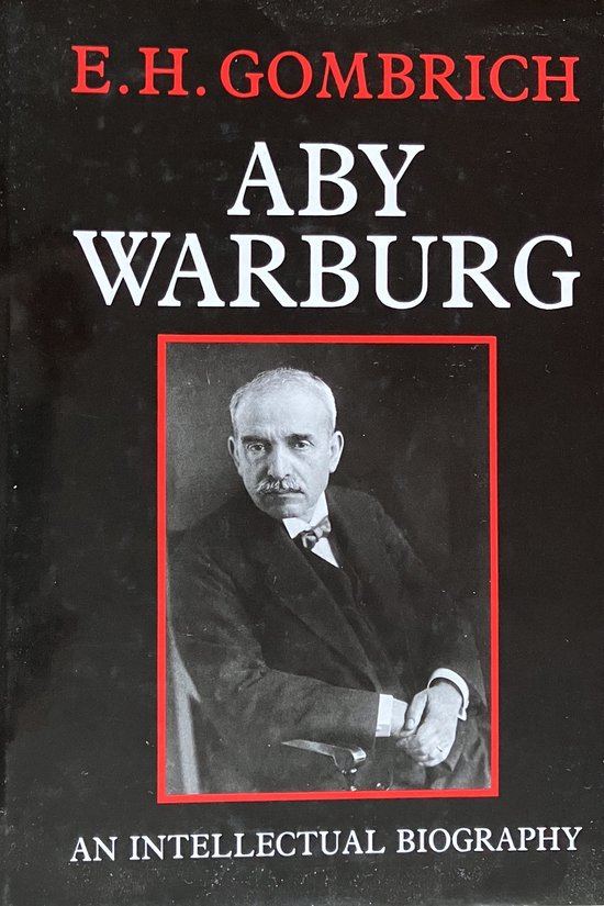 Boekcover met de titel 'Aby Warburg'. Een portret van Aby Warburg, een man met een snor en strik, in een zwart pak.