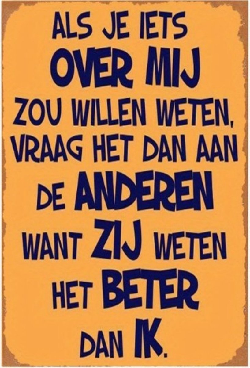 Metalen wandbord 20 x 30 cm - NL tekst - Nederlands - Roddelen - Kletsen over een ander - Mancave - Womancave