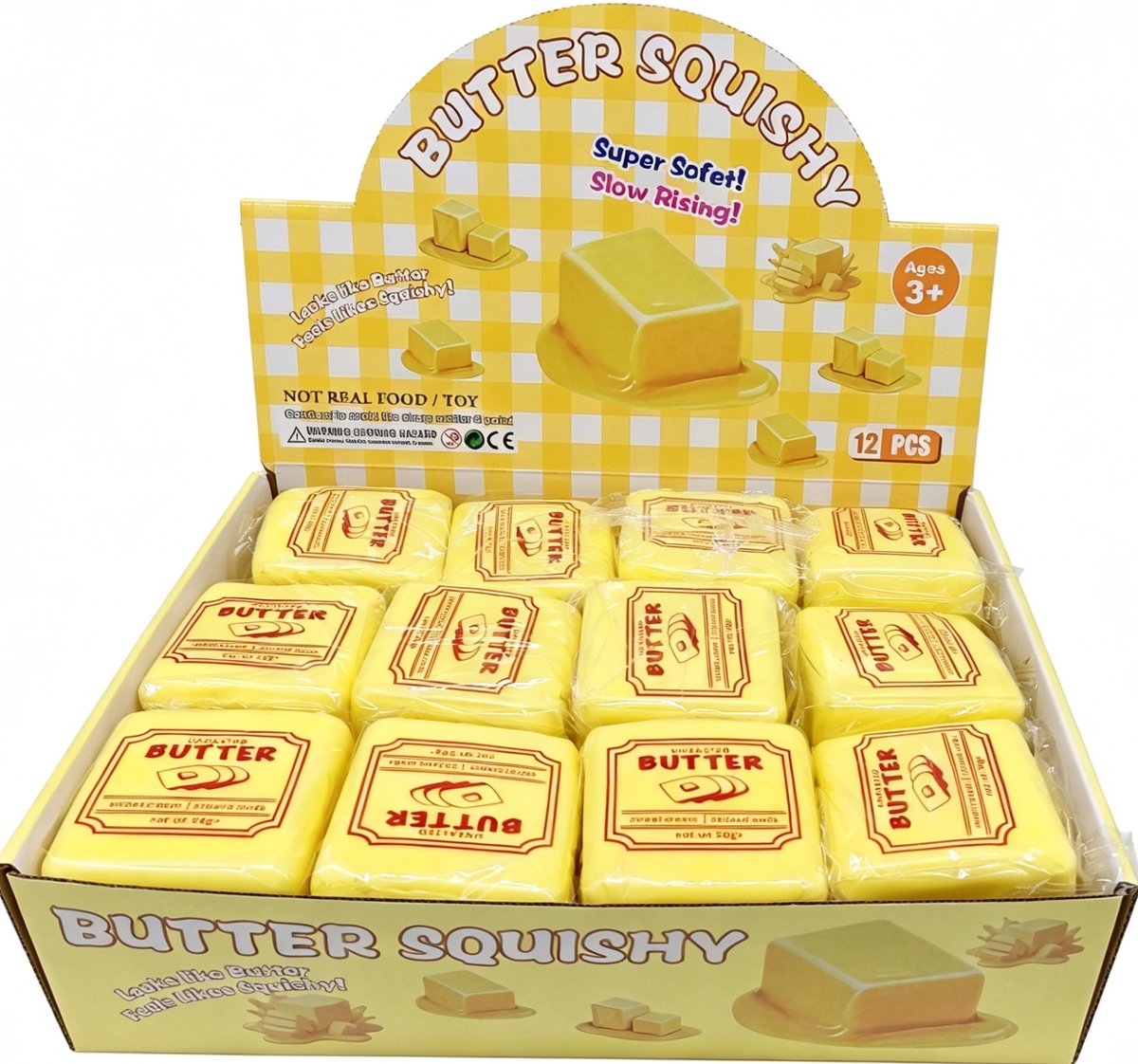 Squishy - boter - slow rising - 7x7 cm - fidget - tiktok trend - butter - kinderen
