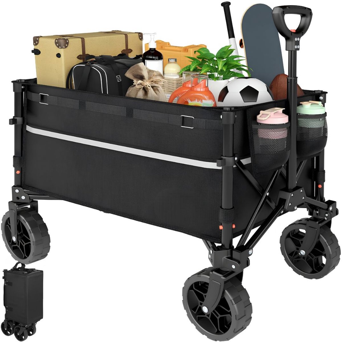 JCP® Bolderkar - 114kg Capaciteit - Bolderkar Opvouwbaar - Opvouwbare Bolderkar - Zwart - 71cm x 43cm x 84cm