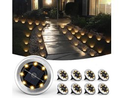 LED Solar Grondspot - Set van 8 - Tuinverlichting op Zonne-Energie - 6-12 uur licht - IP44 Waterdicht - Warm wit - Mini-solarlampen - voor buiten, Tuin, Terras, Gazon, Erf, Looppad