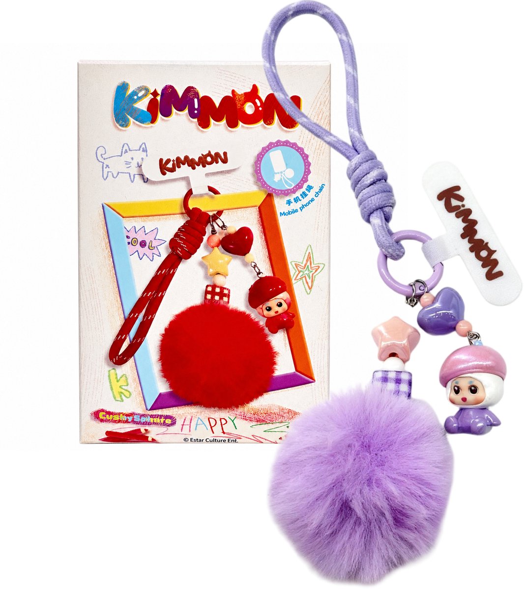 KIMMON - 'Heart Stirring Moments' Serie - Blind Box Collectie - Tas/telefoon/sleutelhangers mini Kimmon en pompon
