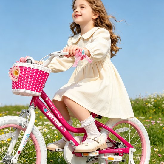 JOYSTAR Angel Meisjesfiets - Verschillende Maten 16 Inch - Met Zijwieltjes - Handrem - Inclusief Mandje - Roze van JOYSTAR — afbeelding 4
