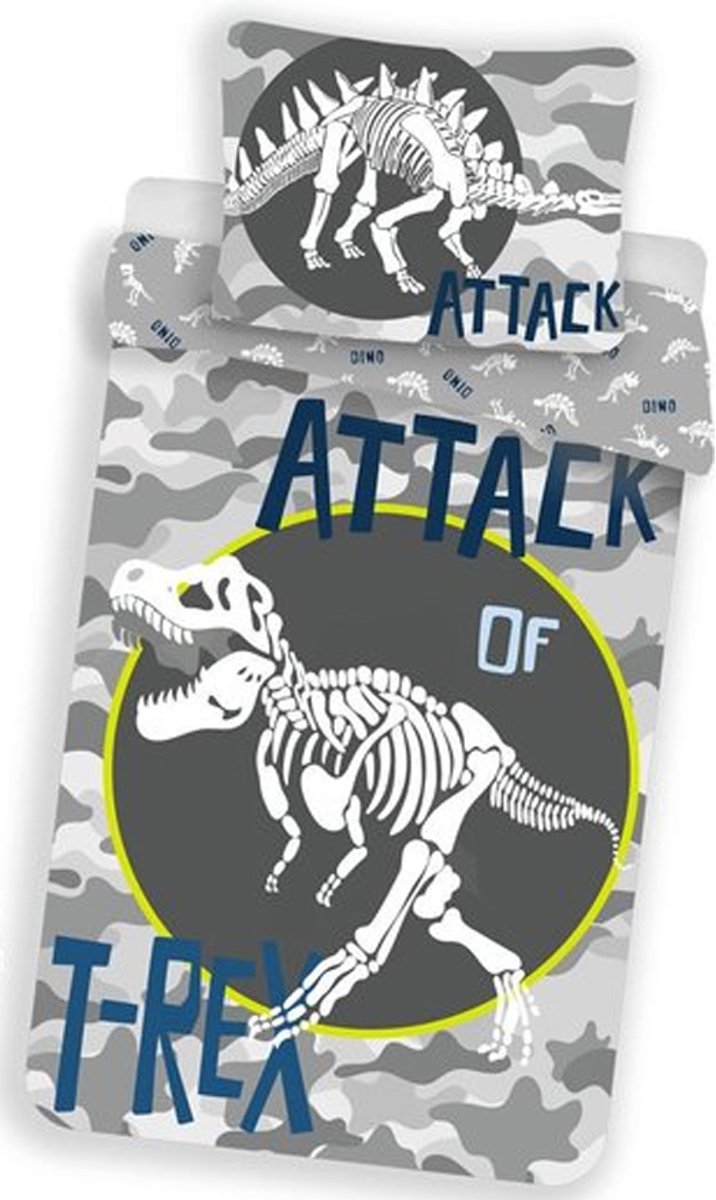 Jurassic World Dekbedovertrek T-Rex Glow in the Dark - 140 x 200 cm - Katoen - 70 x 90 cm