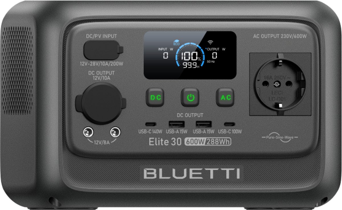 BLUETTI Elite 30 V2 - Duurzame energie - 288Wh - 600W - Portable Powerstation - LFP Draagbare Accu - voor Camping - Outdoor - RV