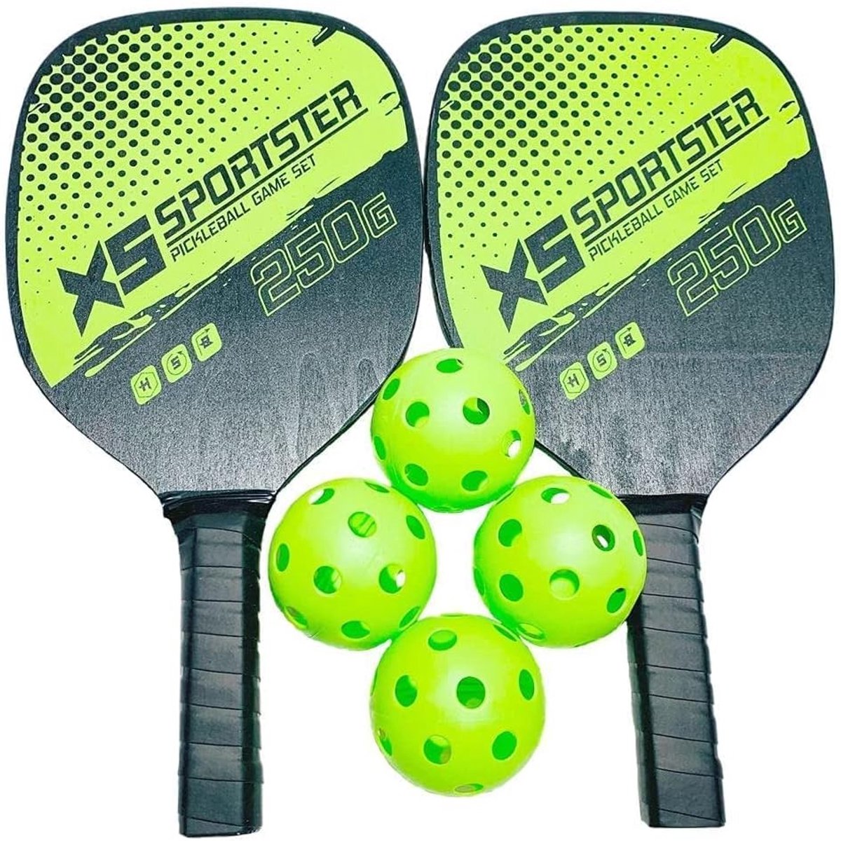 Pickleball Paddle Set met 2 Rackets en 4 Ballen - Ideaal voor Beginners en Buitenactiviteiten met Draagtas