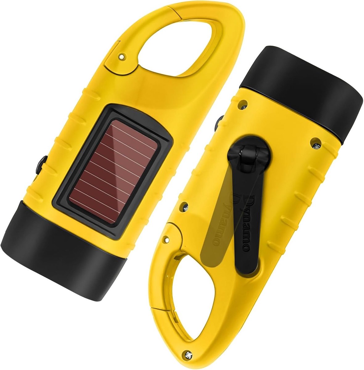 Dynamo Zaklamp - Geel - Oplaadbaar met Zwengel - Zonne-energie - Voor Buitensport en Noodsituaties
