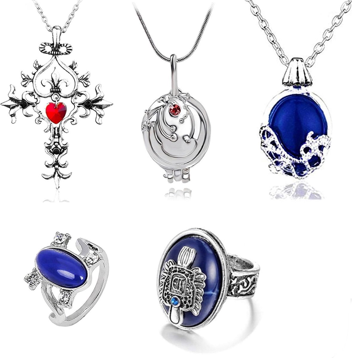 Vampire Katherine Siera Sieraden Sticker Set met Verbena Locket, Kruis Symbool, Ringen en 25 Stukken voor Fans van de Serie