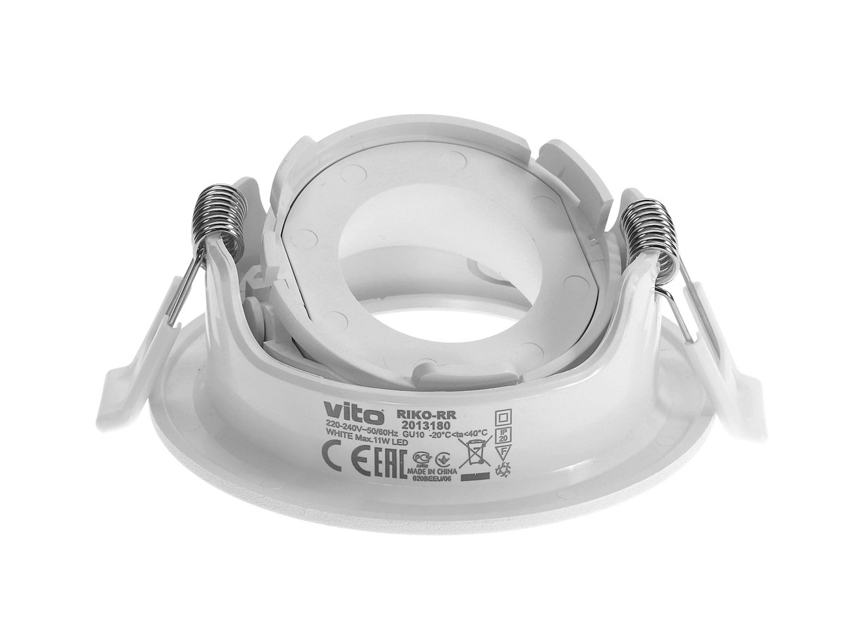 VITO Riko-RR - Ronde Verstelbare Inbouwspot GU10 fitting - 75mm - Wit - Draaibare spot voor Plafondmontage