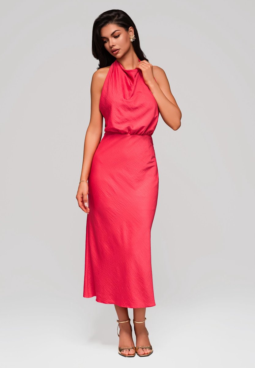 LARICA Jurk - polyester - rits - jurk Koraal XL