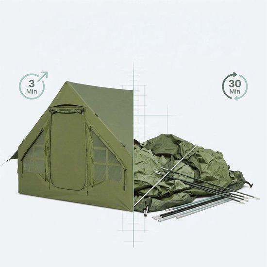 Kampeertent - groen - 300x200x210 cm - stahoogte — afbeelding 4