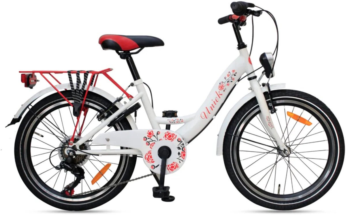 Kinderfiets Uniek 6S 20'' Wit/Rood
