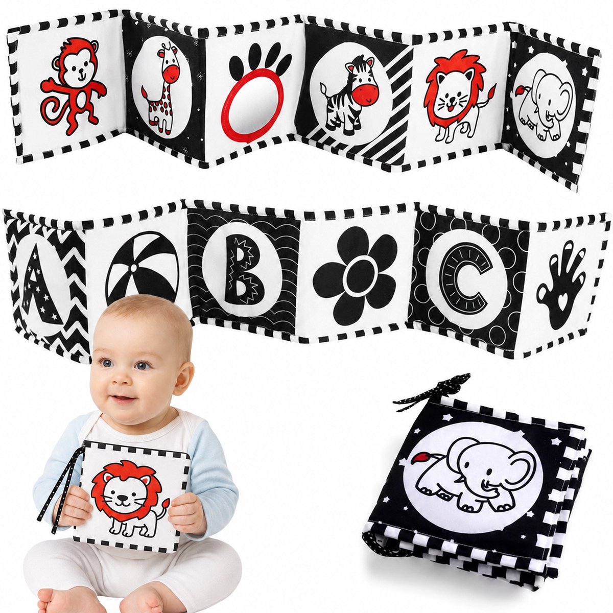 Knisperboekje Baby 0-12 Maanden - Montessori Buikligtrainer voor Tummy Time - Zacht Babyboekje voor Box, Buggy en Kinderwagen