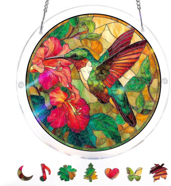 Acryl puzzel lichtvanger, doe-het-zelf puzzel raamdecoratie, huis- en tuindecoratie, cadeau voor familie en vrienden, 19,8 cm - Stijl 16
