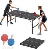ACXIN Inklapbare Mini Tafeltennistafel 152.5x76 cm - 12mm MDF Blad - Metalen Frame - Complete Pingpong Set met 2 Bats, 5 Ballen, Net en Tas - Compact, Draagbaar, Indoor & Overdekt Outdoor - Zwart