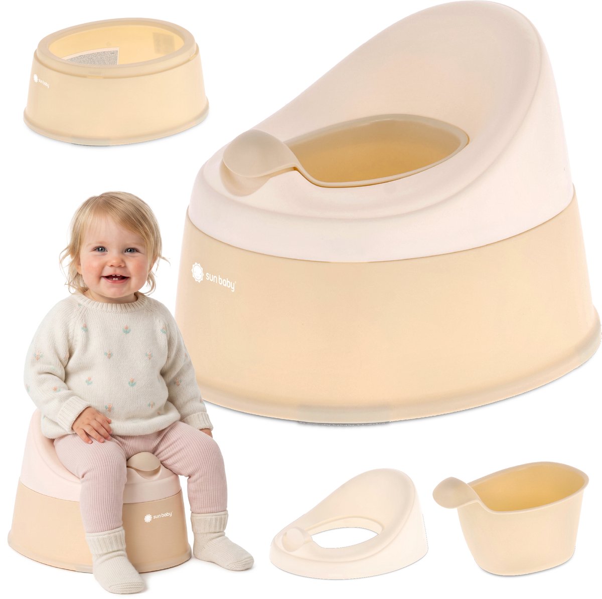 sun baby Potje NESTPOT - 18-36 maanden - antislipvoeten, ergonomische rugleuning, verwijderbare inzet, kunststof, tot 15 kg - Beige-Wit
