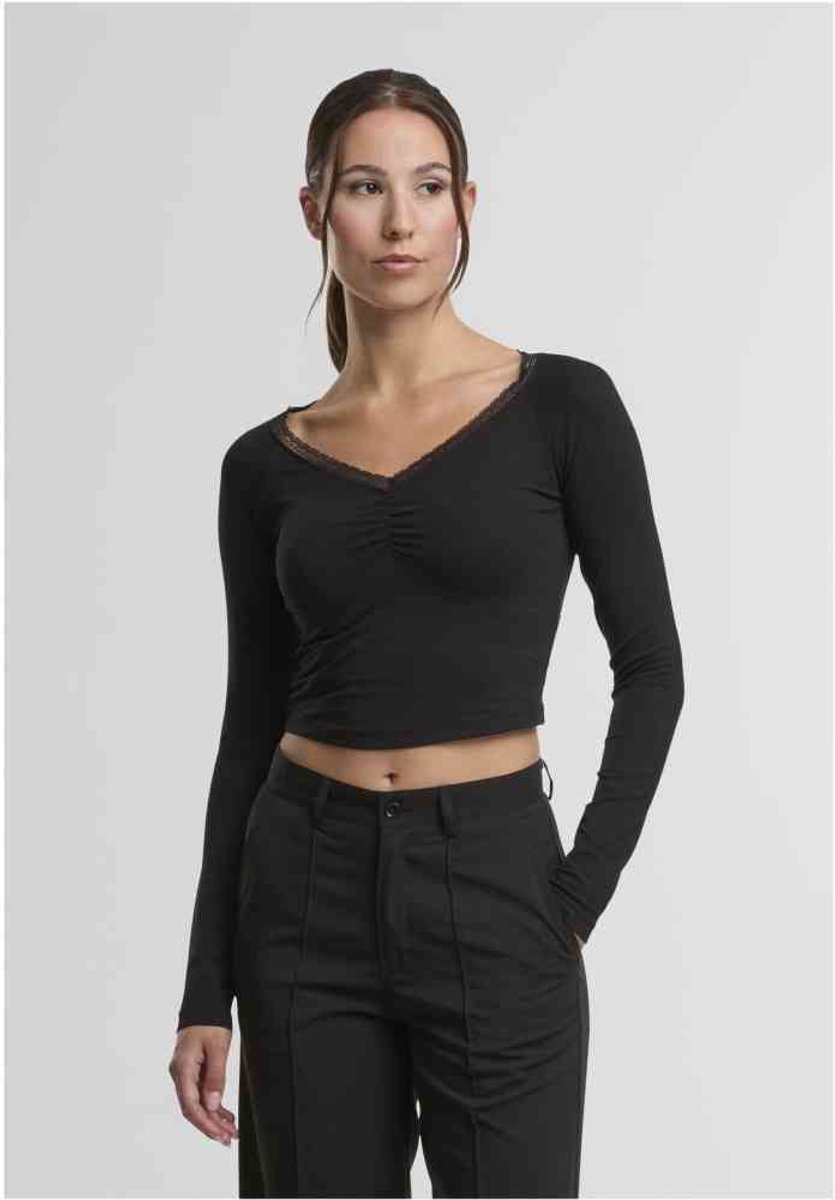 Urban Classics Short longsleeve lace Longsleeve top XXL Zwart