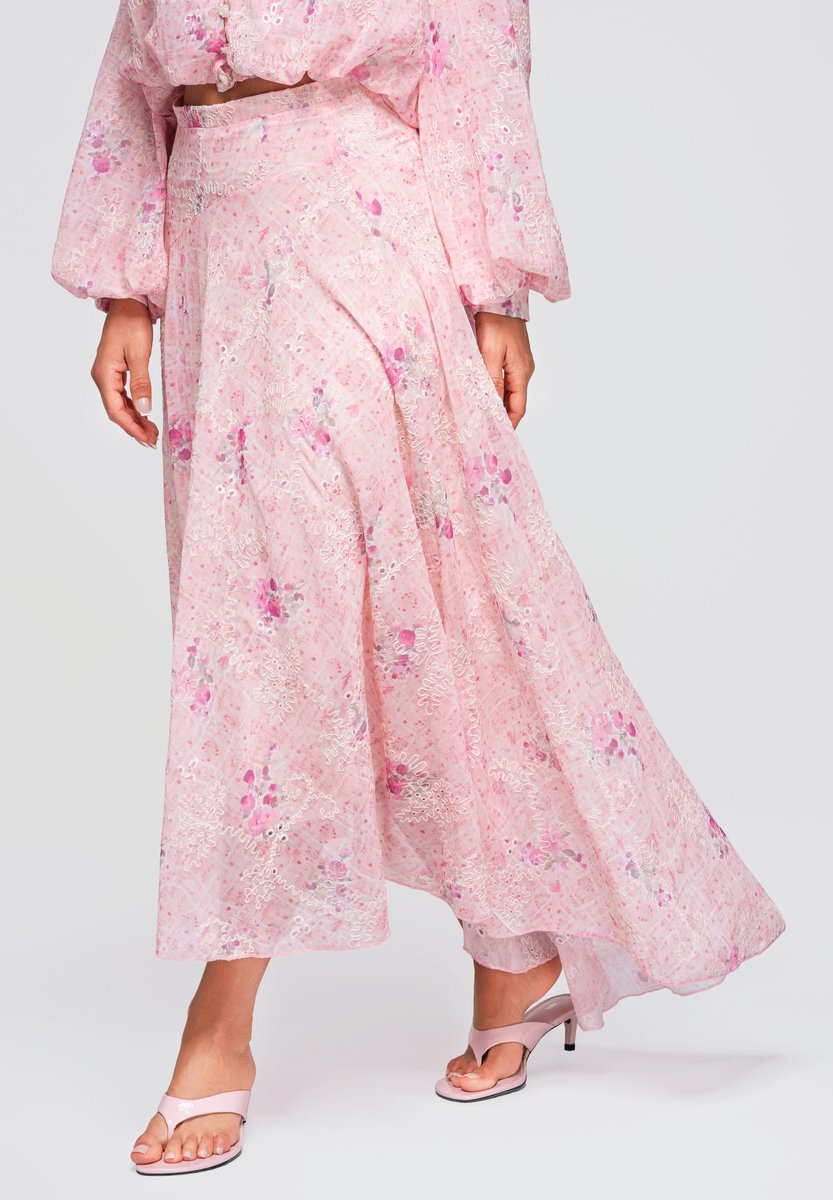 OMBRE Rok - polyester - rits - gebloemd Roos M