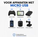 Illustrations d'appareils avec connexion Micro USB : manette de jeu, système de navigation, batterie externe, smartphone, appareil Bluetooth, accessoire de caméra. "POUR APPAREILS AVEC MICRO USB"