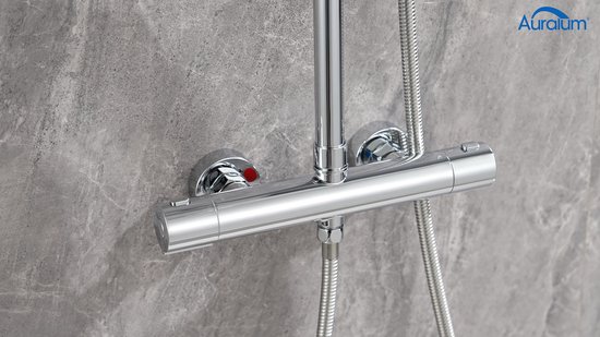 Auralum Max Thermostatische Douchekraan - Douchemengkraan met Dubbele Uitgang - 15 cm - Thermostaatkraan - Inclusief koppelingen - Waterbesparend - Chroom