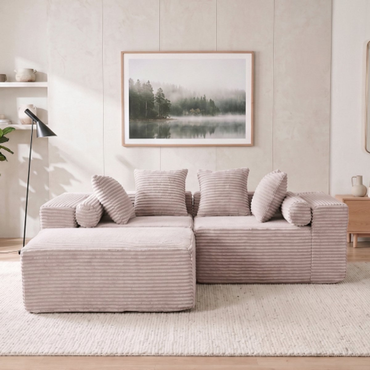 Zubaliya L Form Sofa Modular Cloud Design - Sofa Ohne Installation Mit Chaise Lounge - Weiches Chenille Sofa Beige