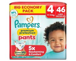 Pampers Premium Protection Pants Maat 4 - 46 Luierbroekjes - 9-15 kg - Voordeelverpakking
