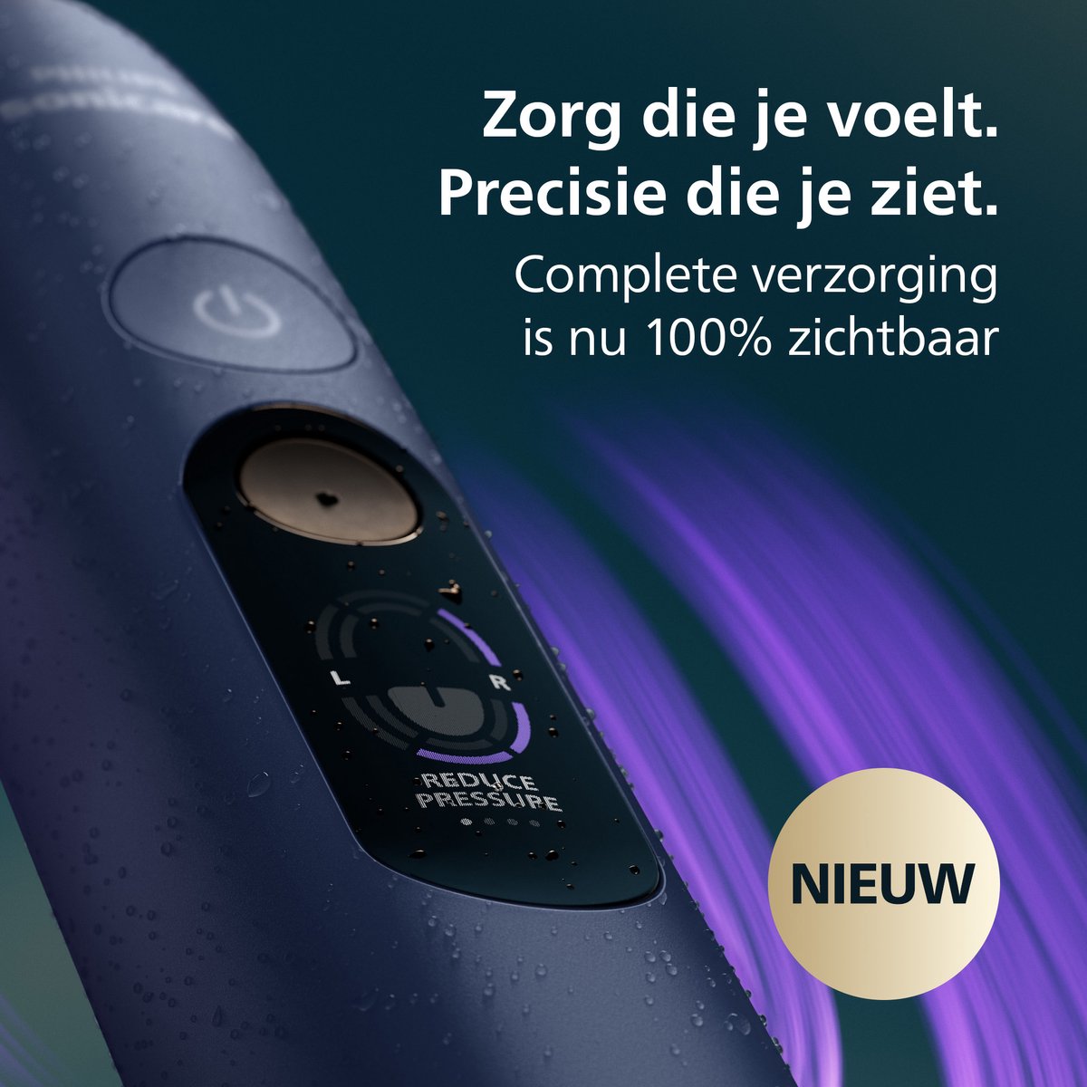 Philips Sonicare Next-Generation DiamondClean 8000 Elektrische Tandenborstel - Slimme Poetsdruksensor, Persoonlijke Coaching, Wittere Tanden & Gezonder Tandvlees - Donkerblauw - HX8311/13 thumbnail 2