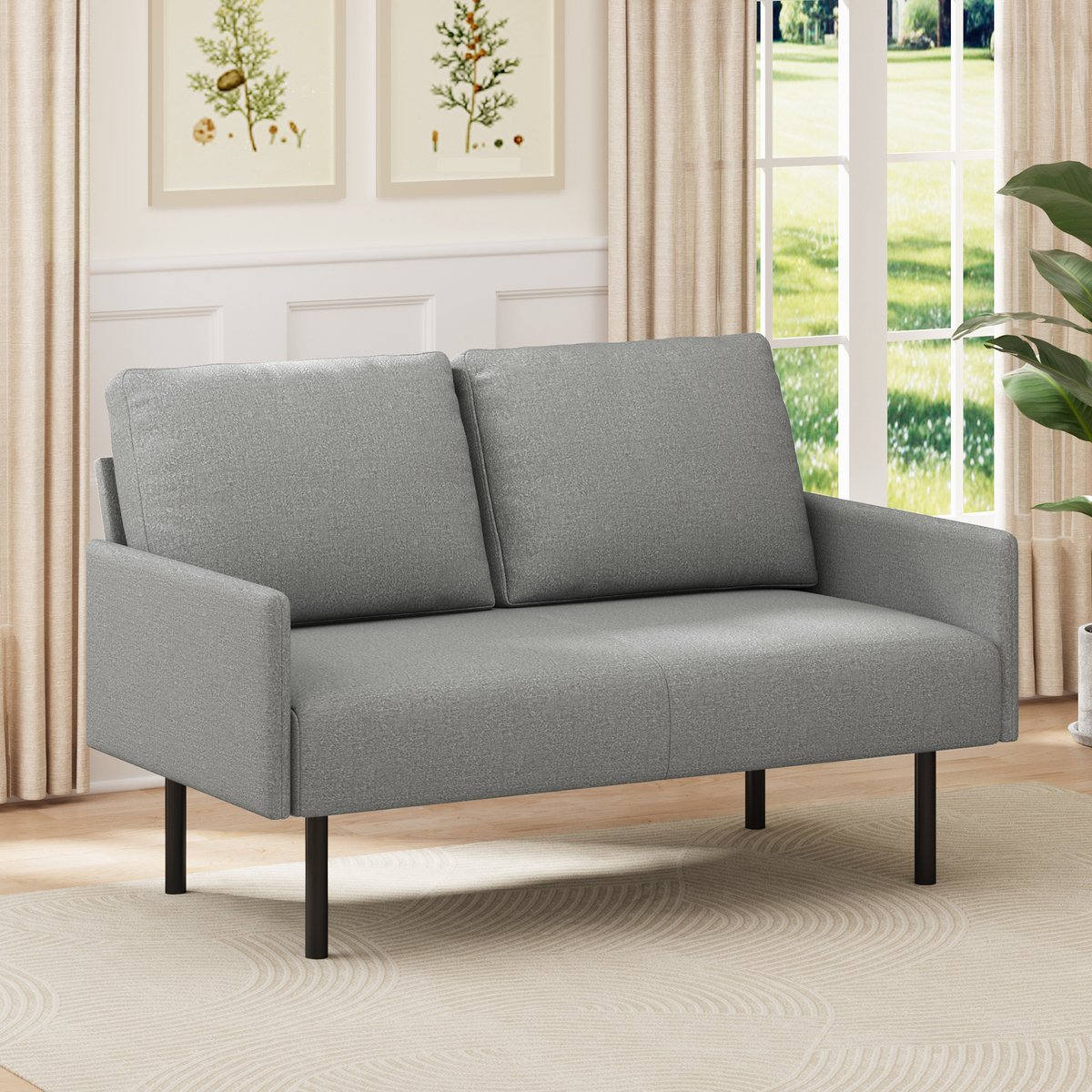 Bealife AR44 Bank – 2 zits bank - Minimalistisch design – 122×76×90 cm – Geschikt voor woonkamer en slaapkamer - Grijs