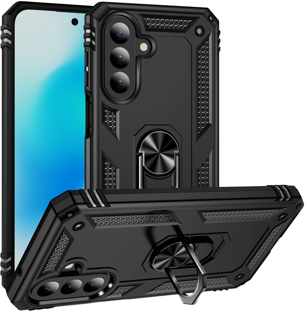 Coverup Hoesje - Geschikt voor Samsung Galaxy A27 Hoesje - Coverup Armor Ring Kickstand Back Cover - Zwart