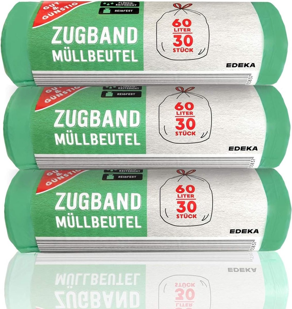 Trekkoord Vuilniszakken - 60 Liter - Scheurvast - Vloeistofdicht - Voor Huishoudelijk Gebruik
