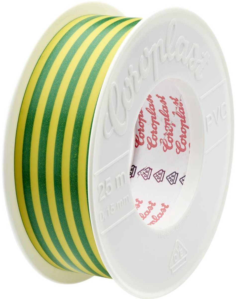 Coroplast 302 PVC 265968 Isolatietape Groen-geel (l x b) 25000 mm x 30 mm 1 stuk(s)