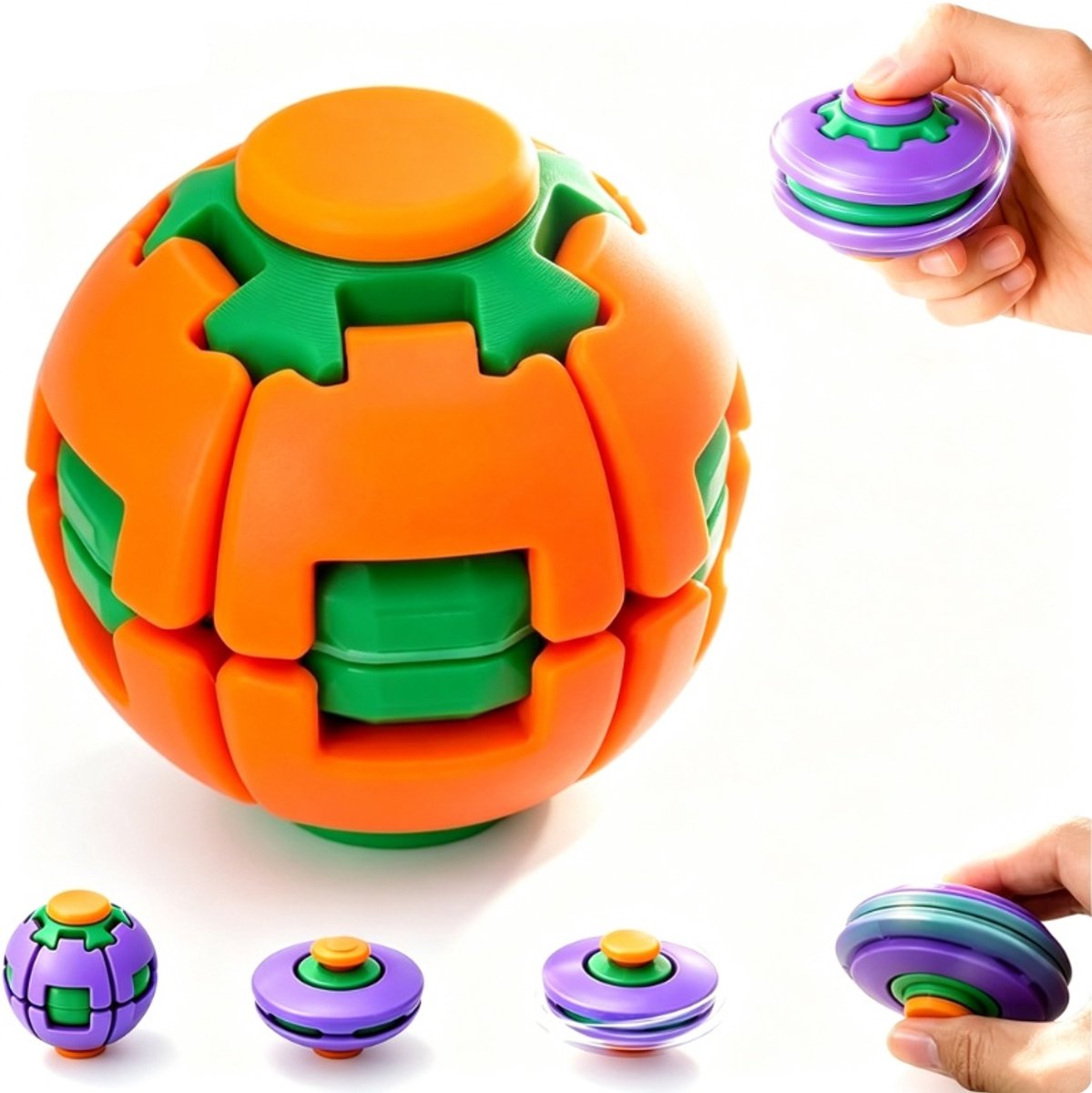 Namajunas - Fidget toy - Draaibaar fidgetspeelgoed voor de vingers -stressverlichtend speelgoed - Ldeaal als cadeau - 3D-printen - Langdurige 360° soepele rotatie - Door indrukken start de snelle rotatie - Veilig materiaal – stevig - Oranje - 1 stuks