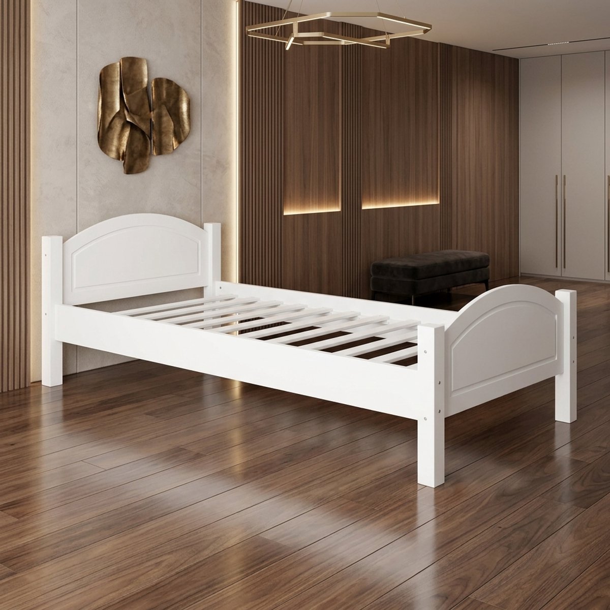 Massief Grenen Houten Eenpersoonsbed 100x200 cm met Lattenbodem – Scandinavisch Landelijk 