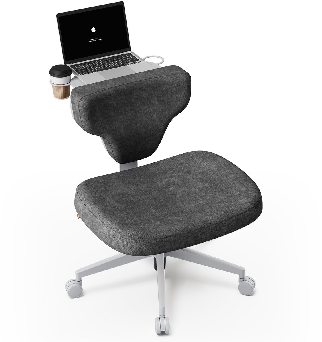 Newtral Ergonomische Bureaustoel met Inklapbaar Bureaublad & Bekerhouder - Verstelbare Thuiswerkstoel - Waterafstotend Velours -Schuimkussen - Klasse 4 Gasveer - Max. 135kg - Zwart