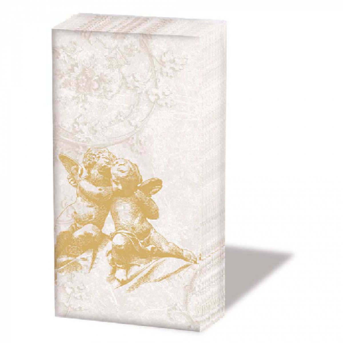 Ambiente - Papieren Zakdoeken - Classic angels gold - 1 pakje = 10 zakdoeken - Kerst - Engelen - Goud - Tafeldecoratie - Decoupage - Aardigheidje - Bedankje - Geschenkenlaantje